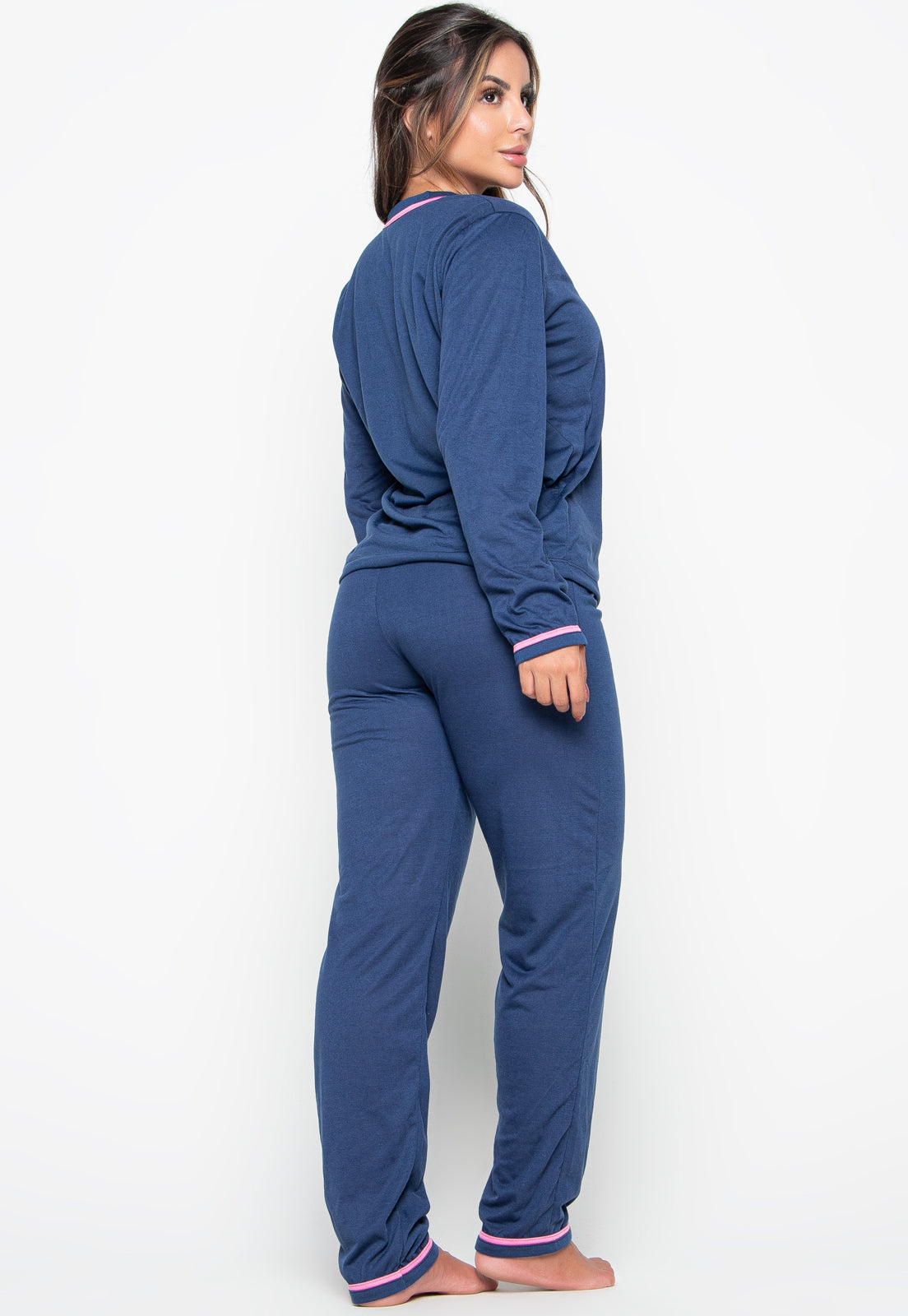 Pijama Longo Americano Azul Marinho 046
