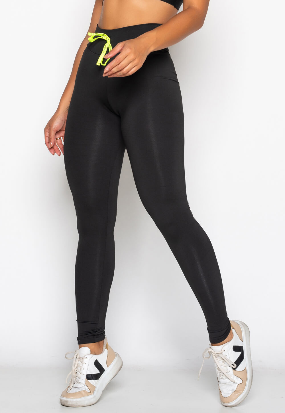 Calça Legging Com Cadarço Preta 080 | Bravaa Store