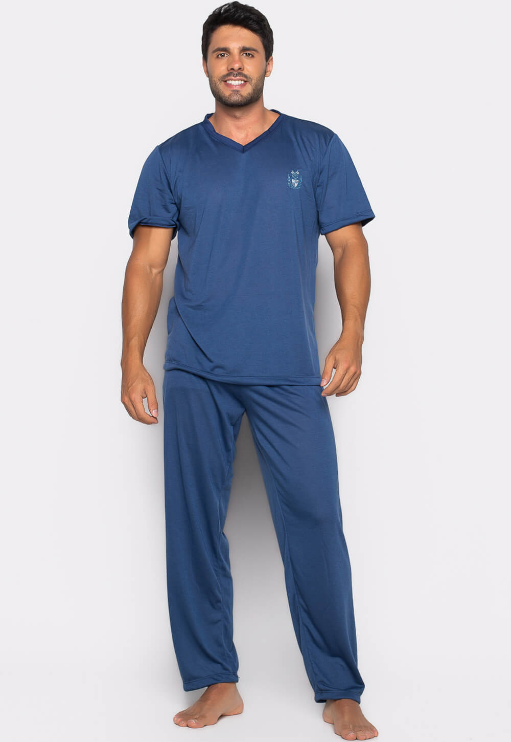 Pijama Masculino Meia Estação Azul Marinho 035