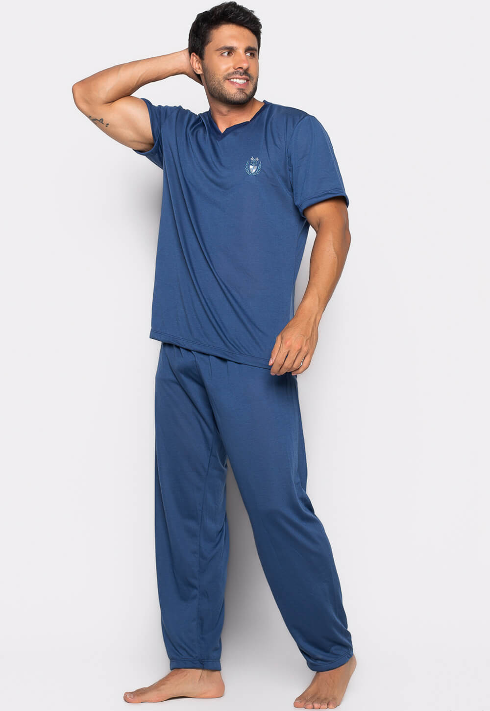 Pijama Masculino Meia Estação Azul Marinho 035