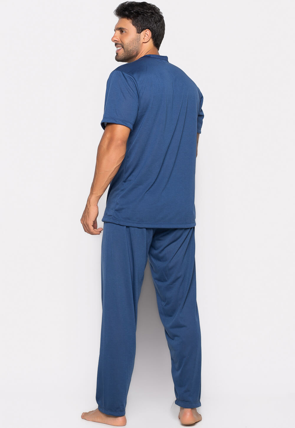 Pijama Masculino Meia Estação Azul Marinho 035