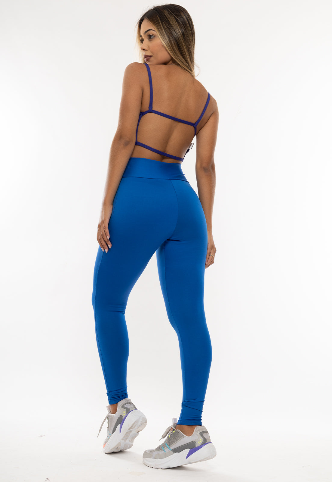 Conjunto Fitness Gringa Top e Calça Legging Feminino 080+124 Azul