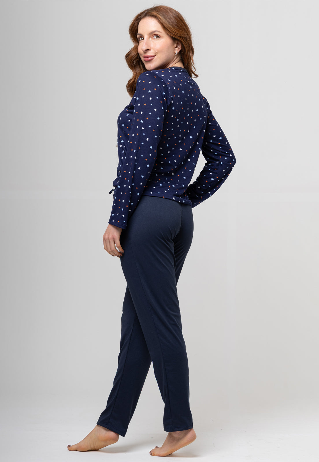 Pijama Longo Suede Azul Marinho 014