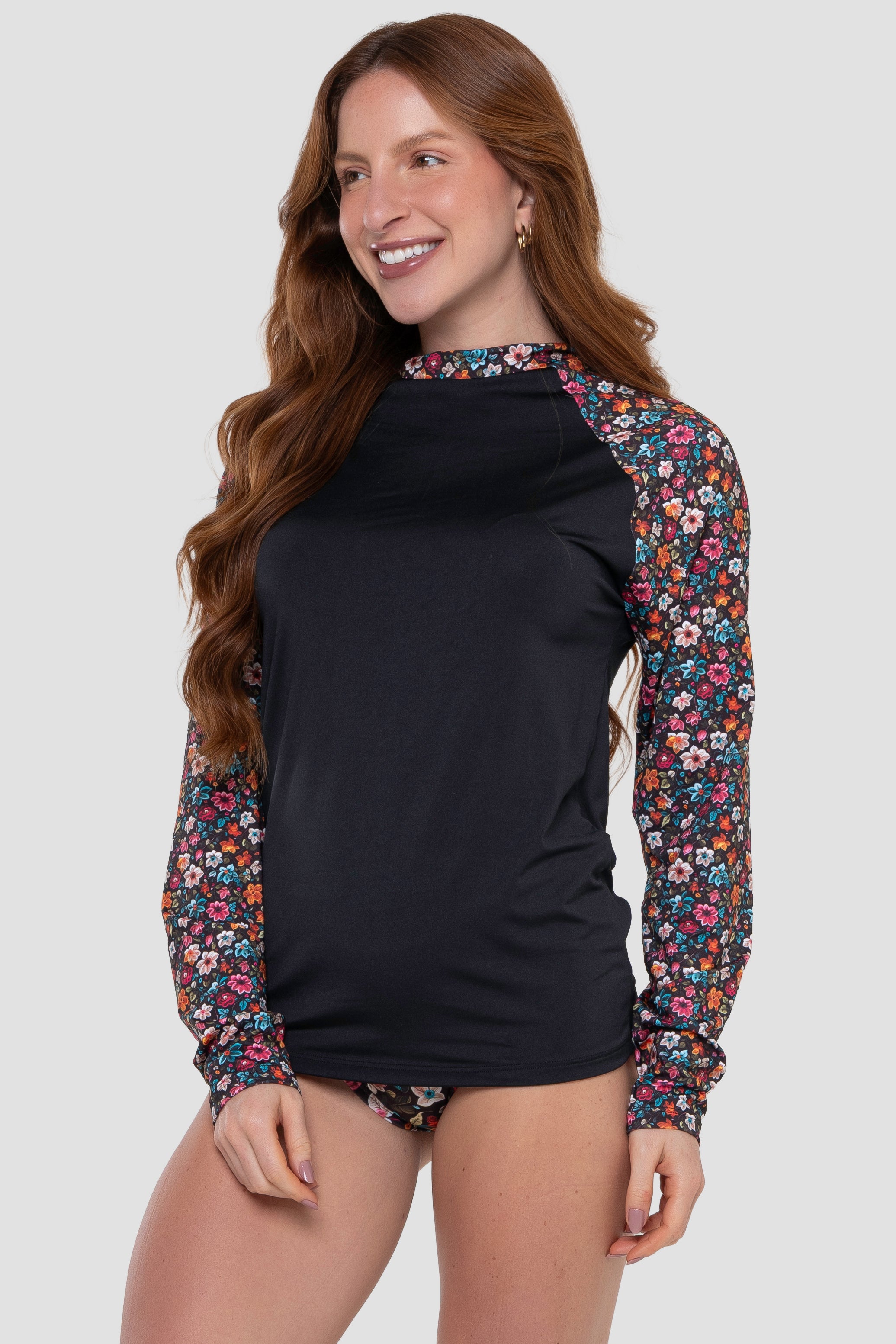 Camisa Térmica Manga Estampada Feminina Flores 031