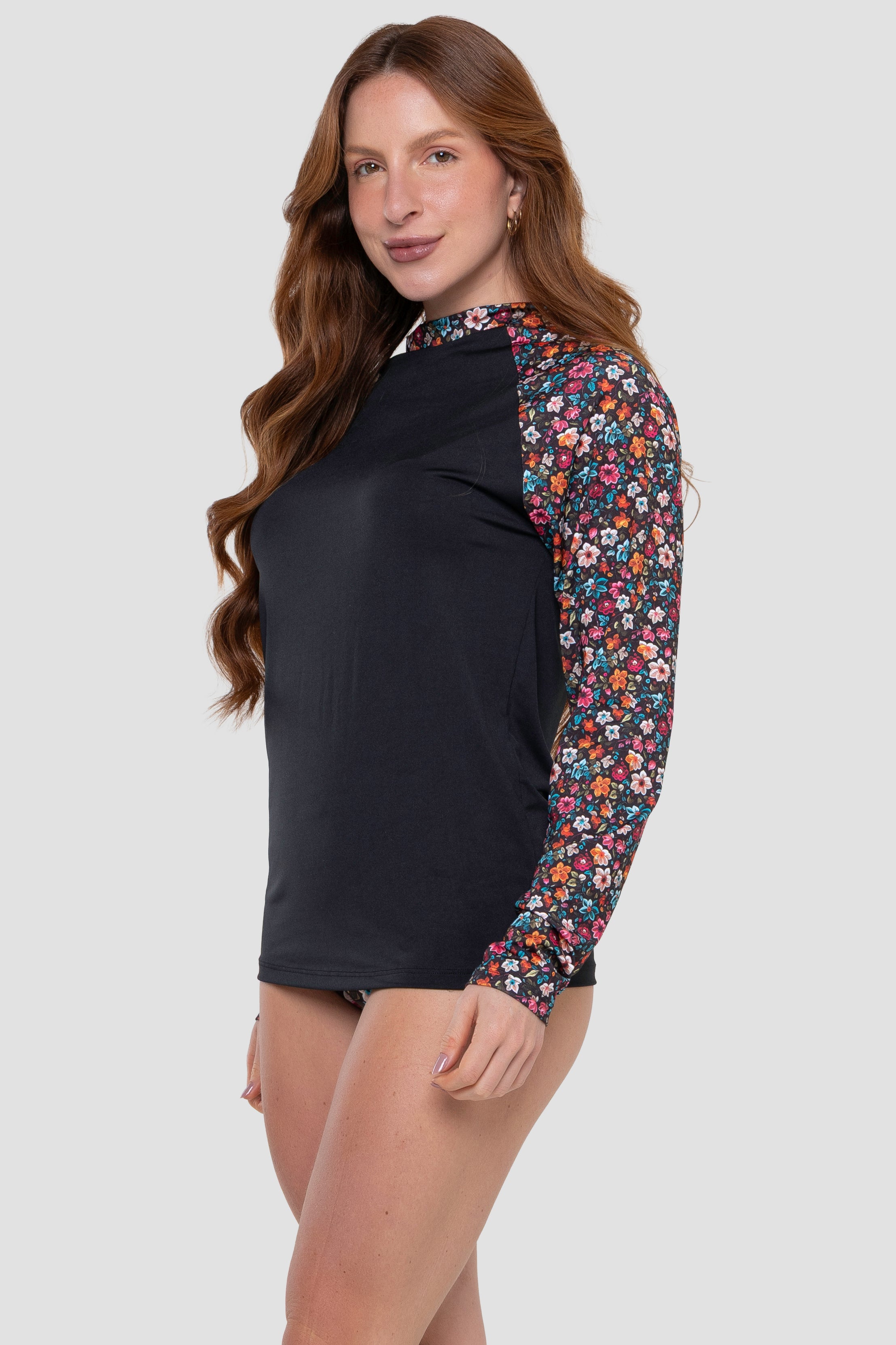 Camisa Térmica Manga Estampada Feminina Flores 031