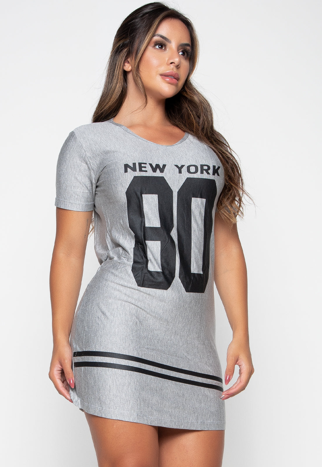 Vestido Blusa Longline New York Cinza 099