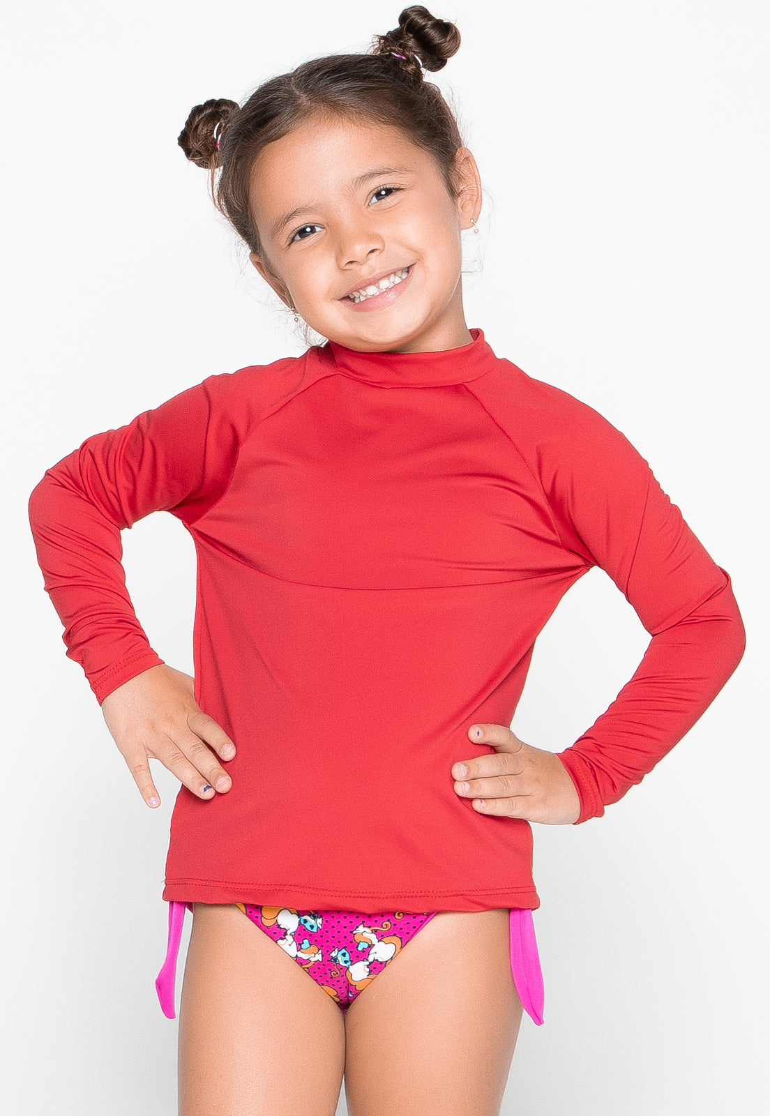 Camisa Térmica Infantil Unissex  Proteção Uv Solar Segunda Pele Vermelho 030