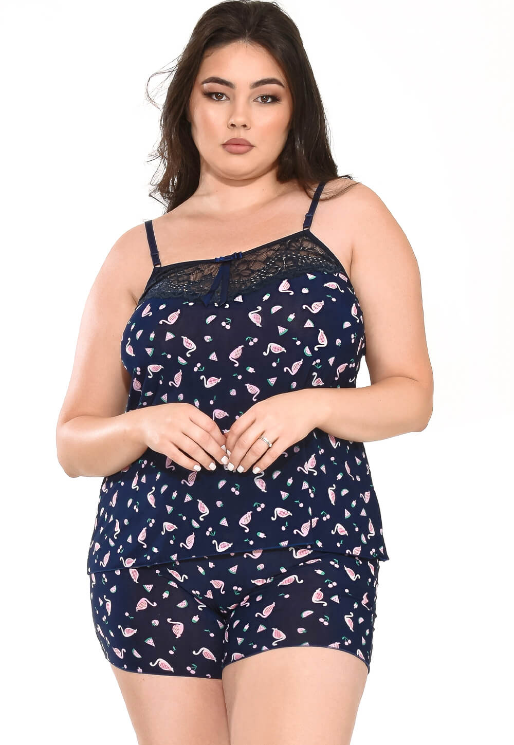 Baby Doll Estampado Plus Size Azul 119