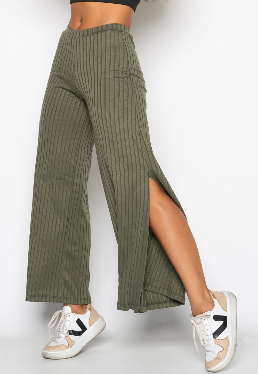 Calça Pantalona Fenda Verde 262