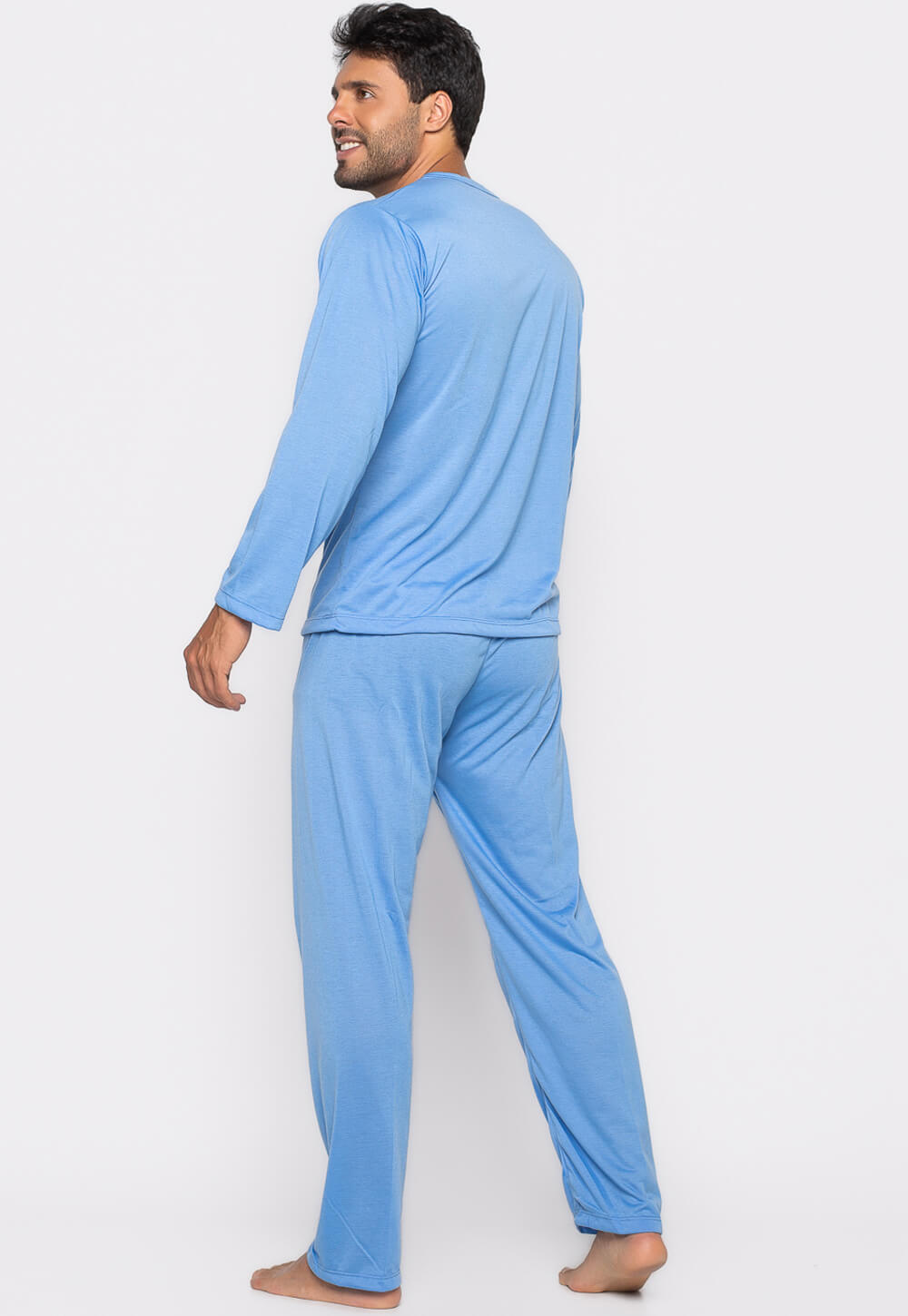 Pijama Masculino Longo Azul Claro 009
