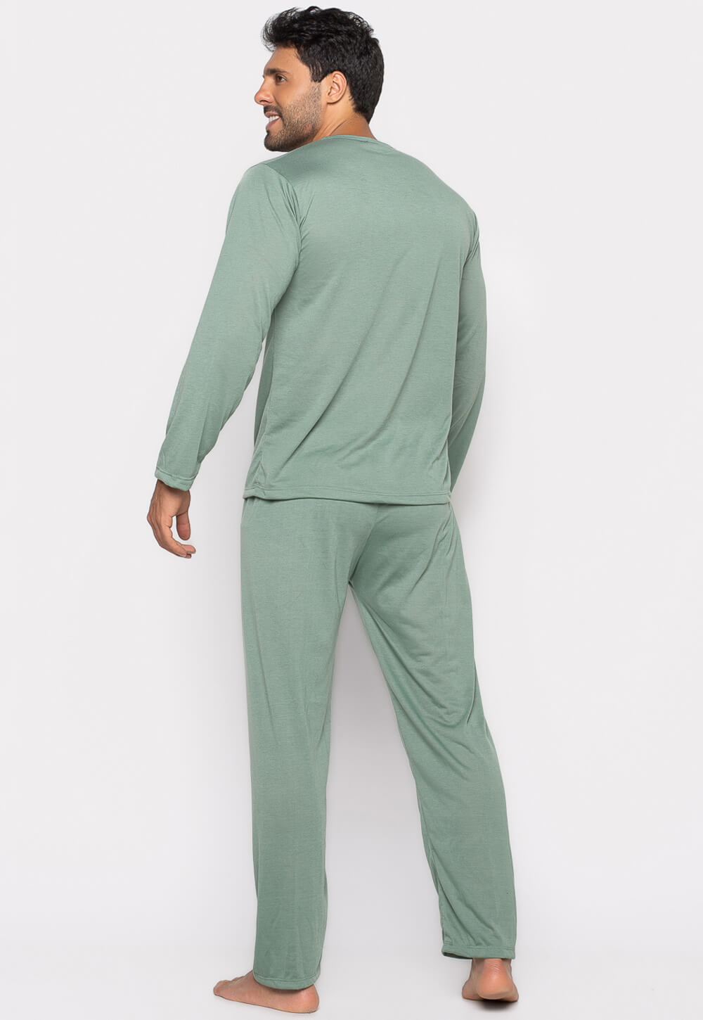 Pijama Masculino Longo Verde Claro 009