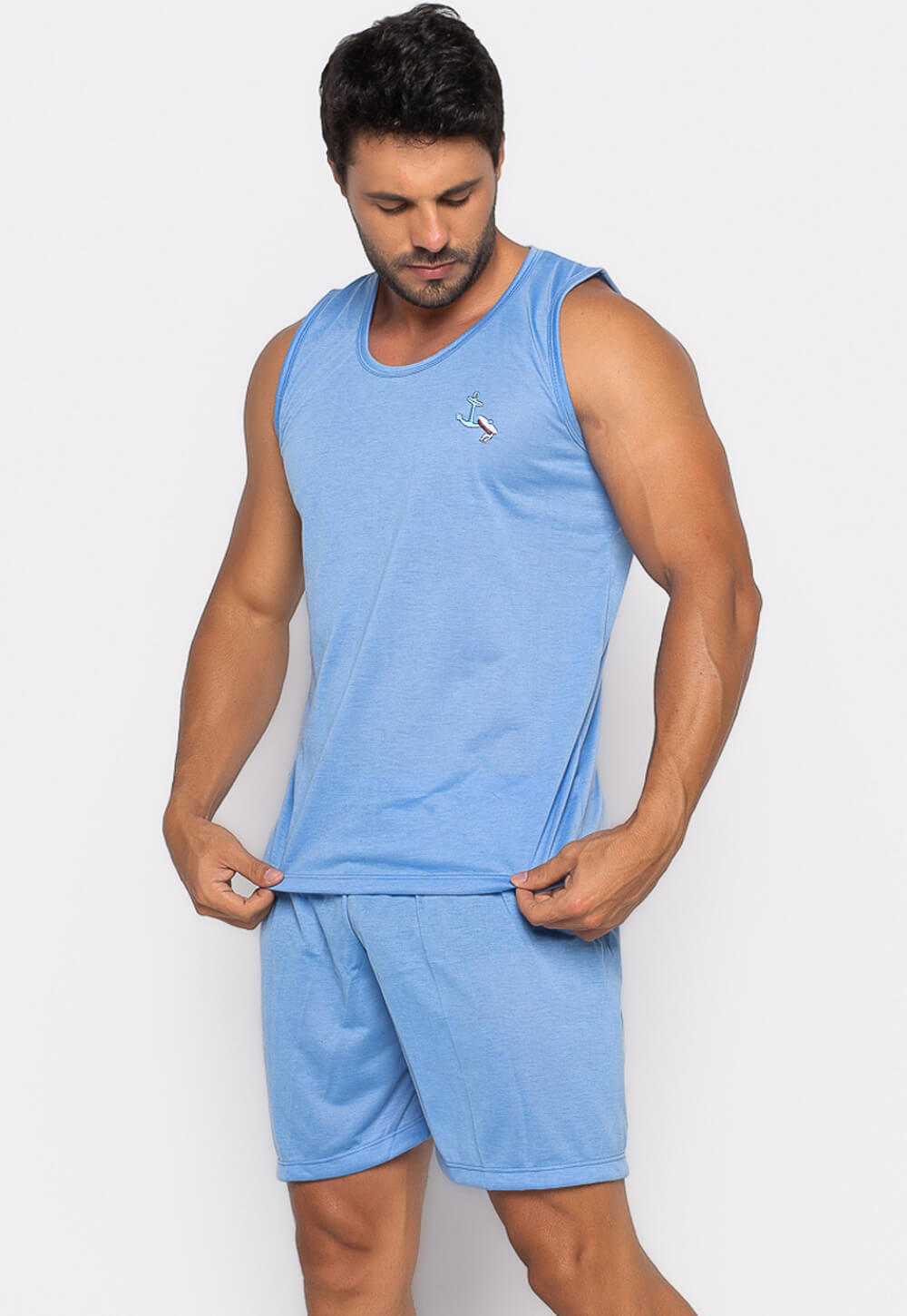 Pijama Masculino Regata Azul Claro 007